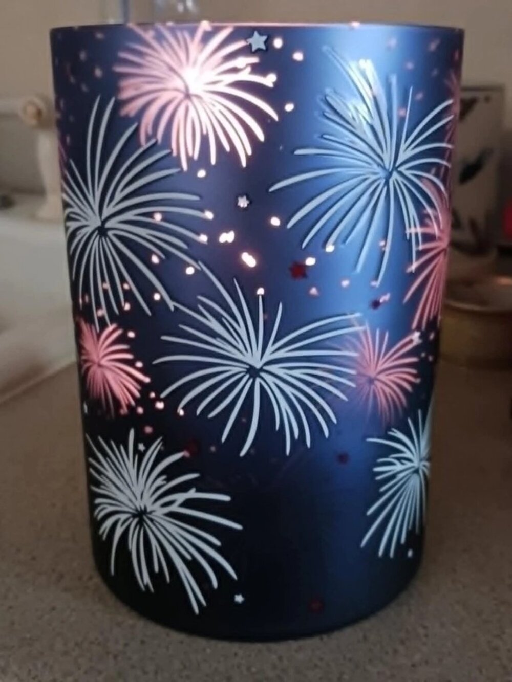 Yankee Candle Happy 250th Birthday America Fireworks Hurricane Jar Candle Holder